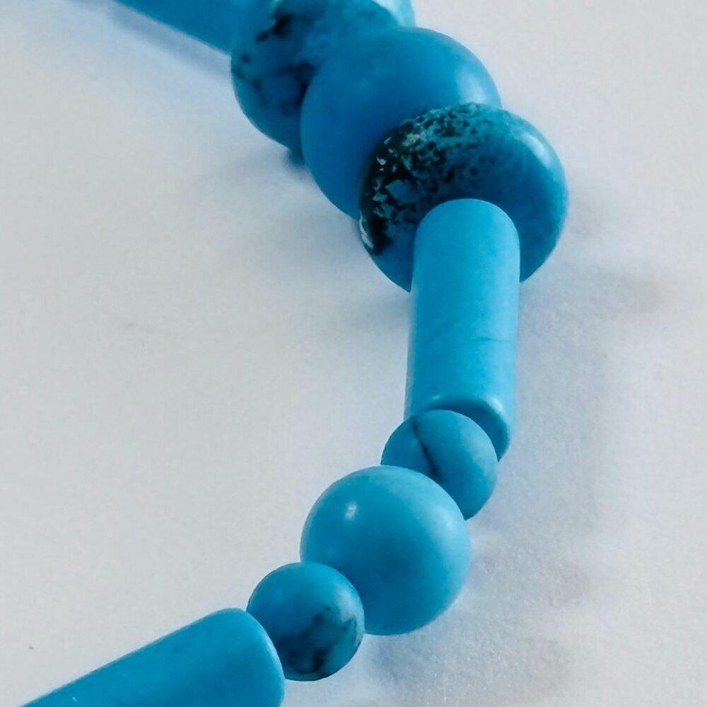 Turquoise Style Tube & Round Bead Bracelet Southwestern Boho